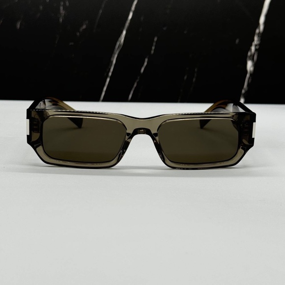 NEW SL660 003 SAINT LAURENT BROWN GREY SQUARE SL 660 003 UNISEX SUNGLASSES SL660 - Picture 4 of 10